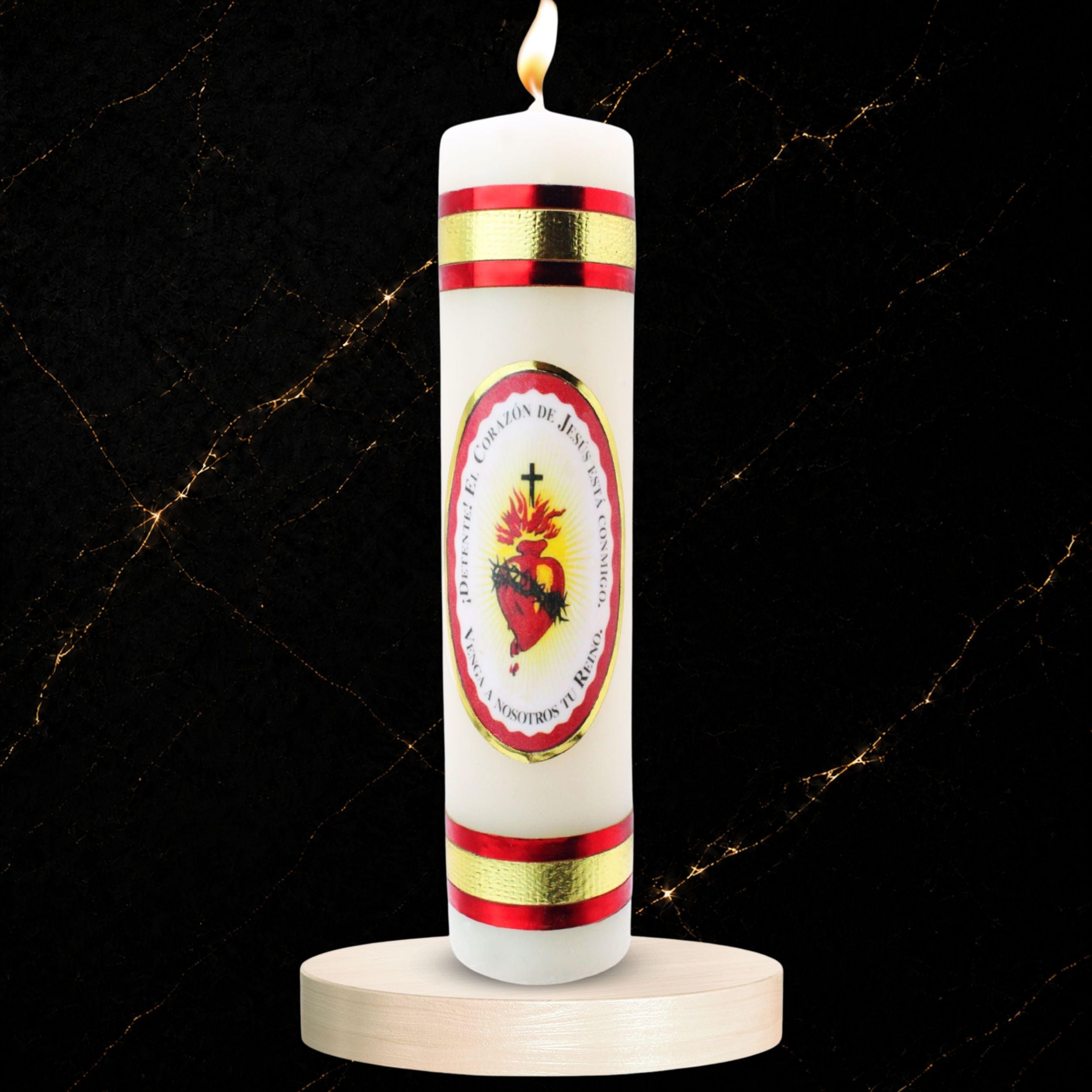 Devotional Prayer Candle Sacred Heart of Jesus — Veladora Religiosa Catolica para Oración y Altar