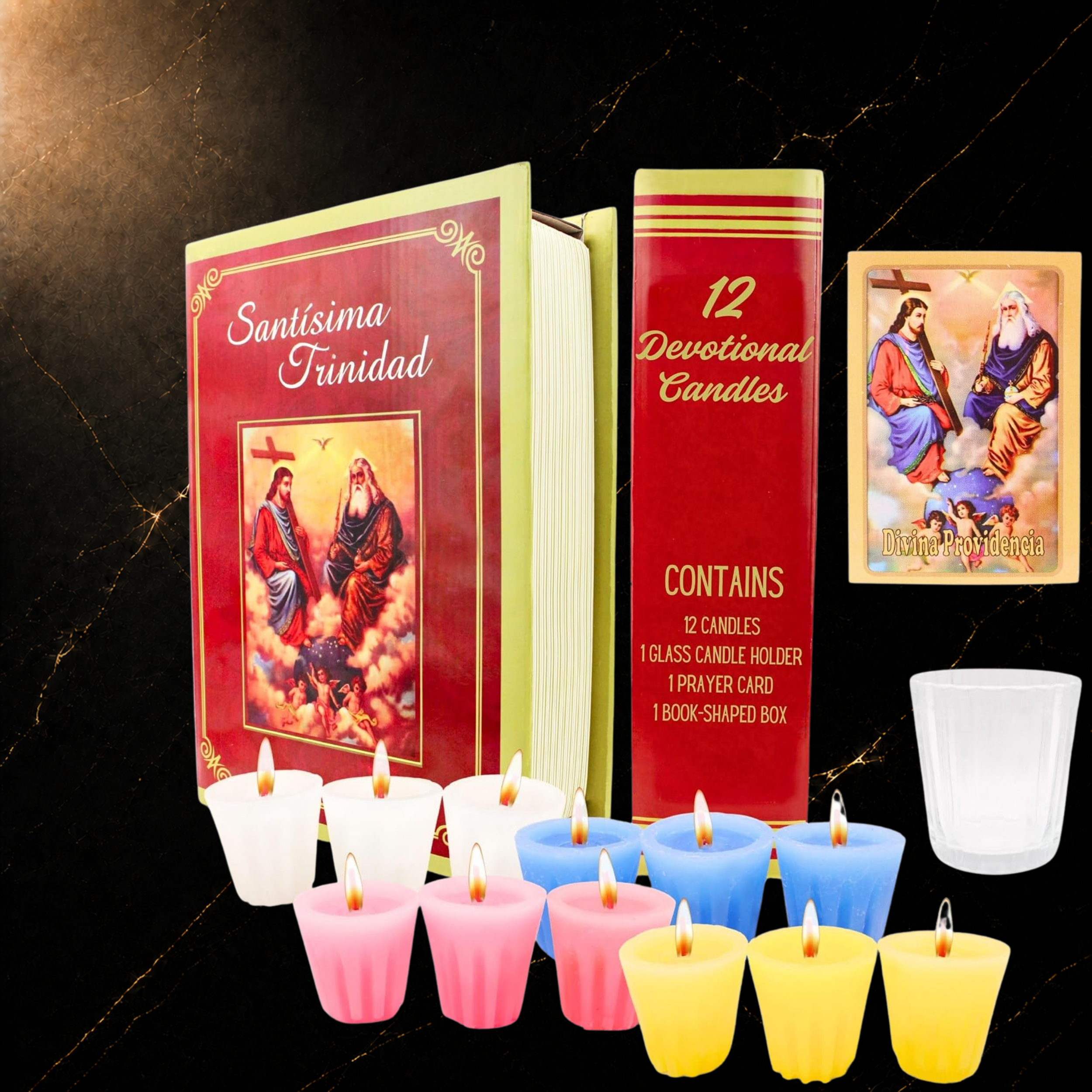 Vela de Oración Devocional en Libro Decorativo — Veladora Católica Premium