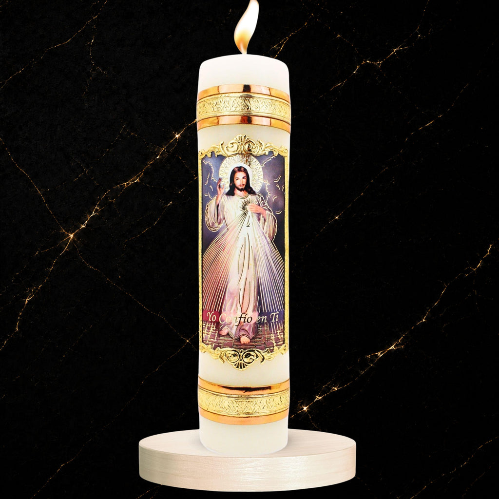 Devotional Prayer Candle Cristo Jesús — Veladora Religiosa Catolica para Oración y Altar