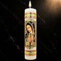 Nuestra Fe devotional prayer candle — Veladora religiosa de la Virgen María (Style 1) para oración y altar