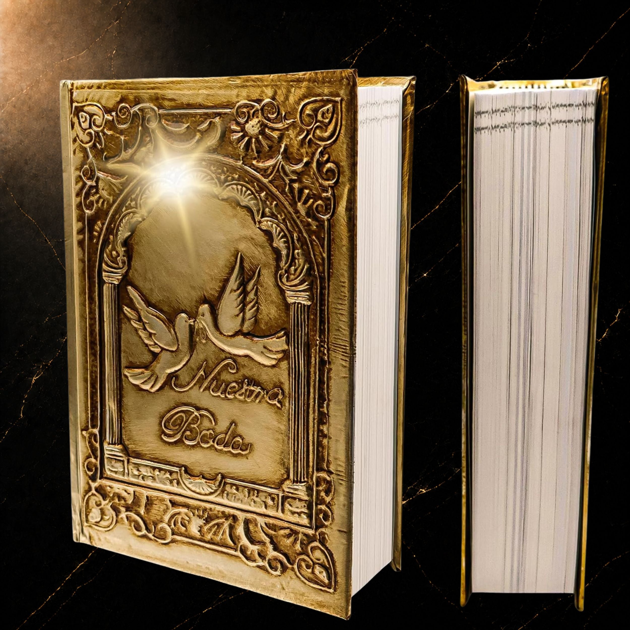 Catholic Wedding Bible — Metallic Gold Cover with Virgen de Guadalupe | Biblia de Boda